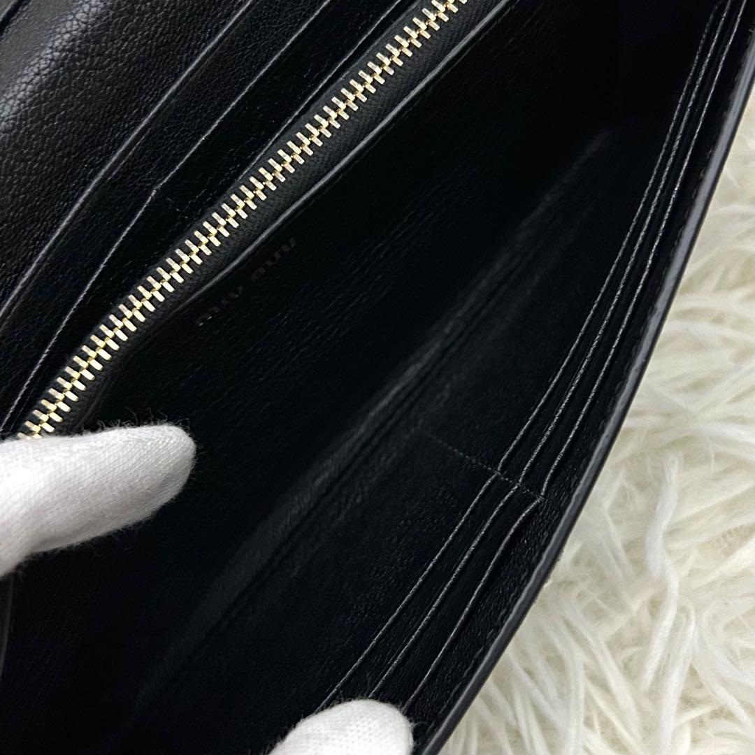【極美品】MIUMIU ミュウミュウ リボン 長財布 レザー ブラック
