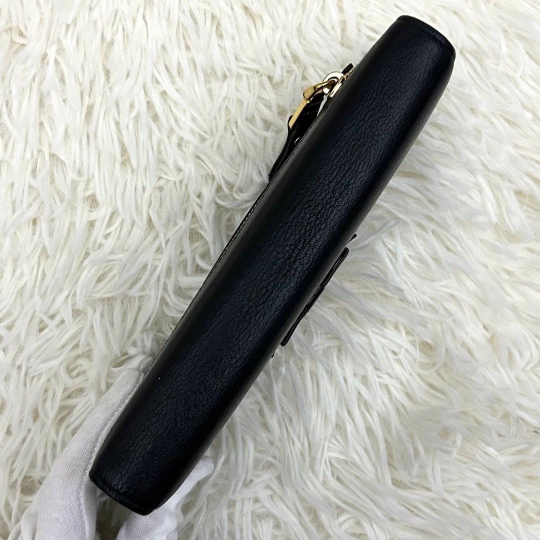 【極美品】MIUMIU ミュウミュウ リボン 長財布 レザー ブラック