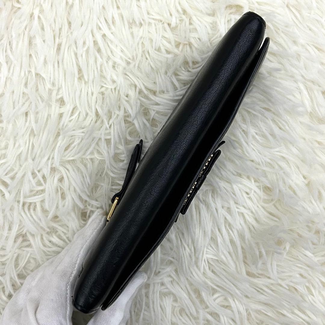 【極美品】MIUMIU ミュウミュウ リボン 長財布 レザー ブラック