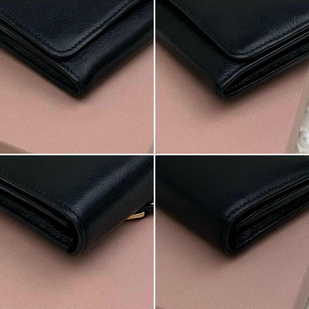 【極美品】MIUMIU ミュウミュウ リボン 長財布 レザー ブラック