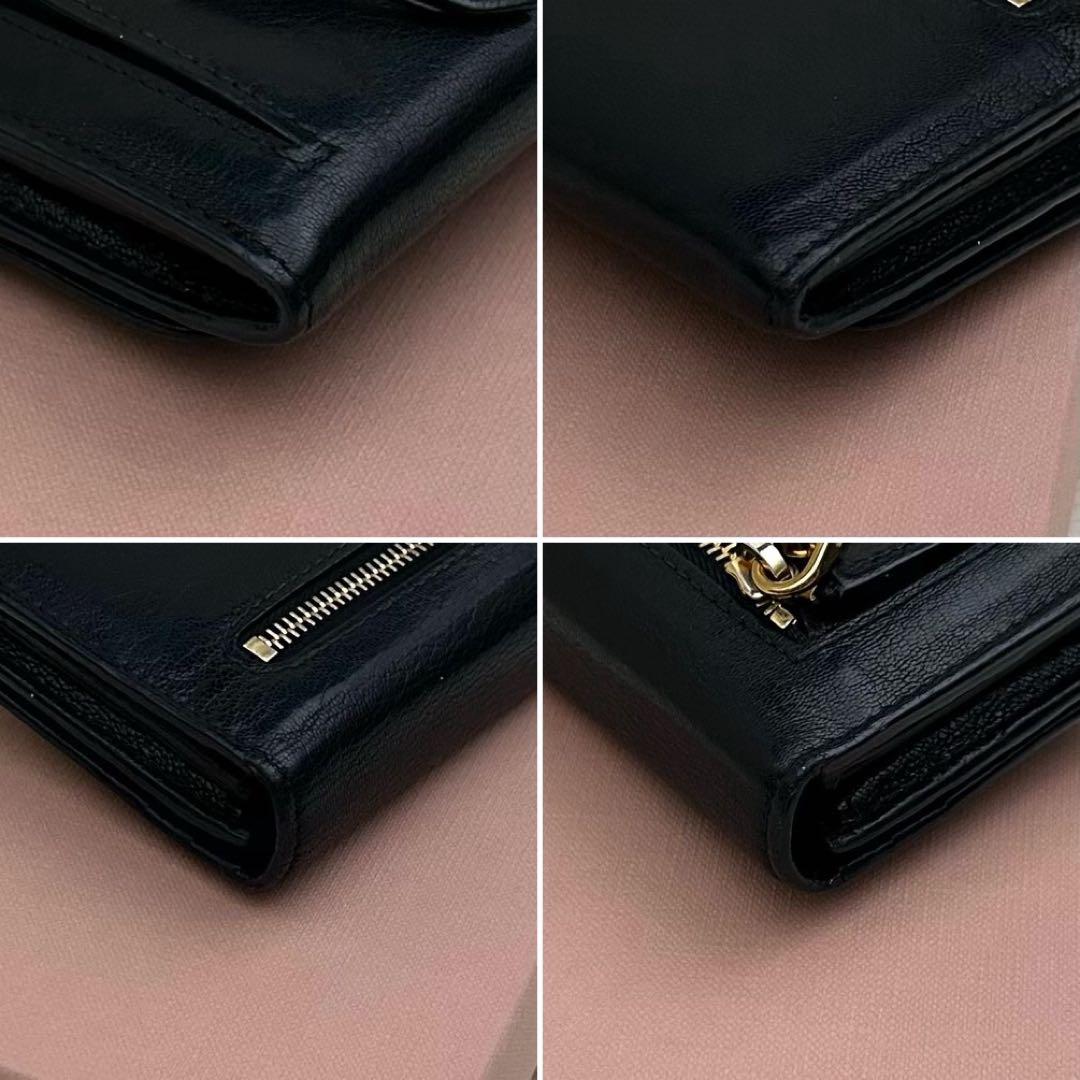 【極美品】MIUMIU ミュウミュウ リボン 長財布 レザー ブラック