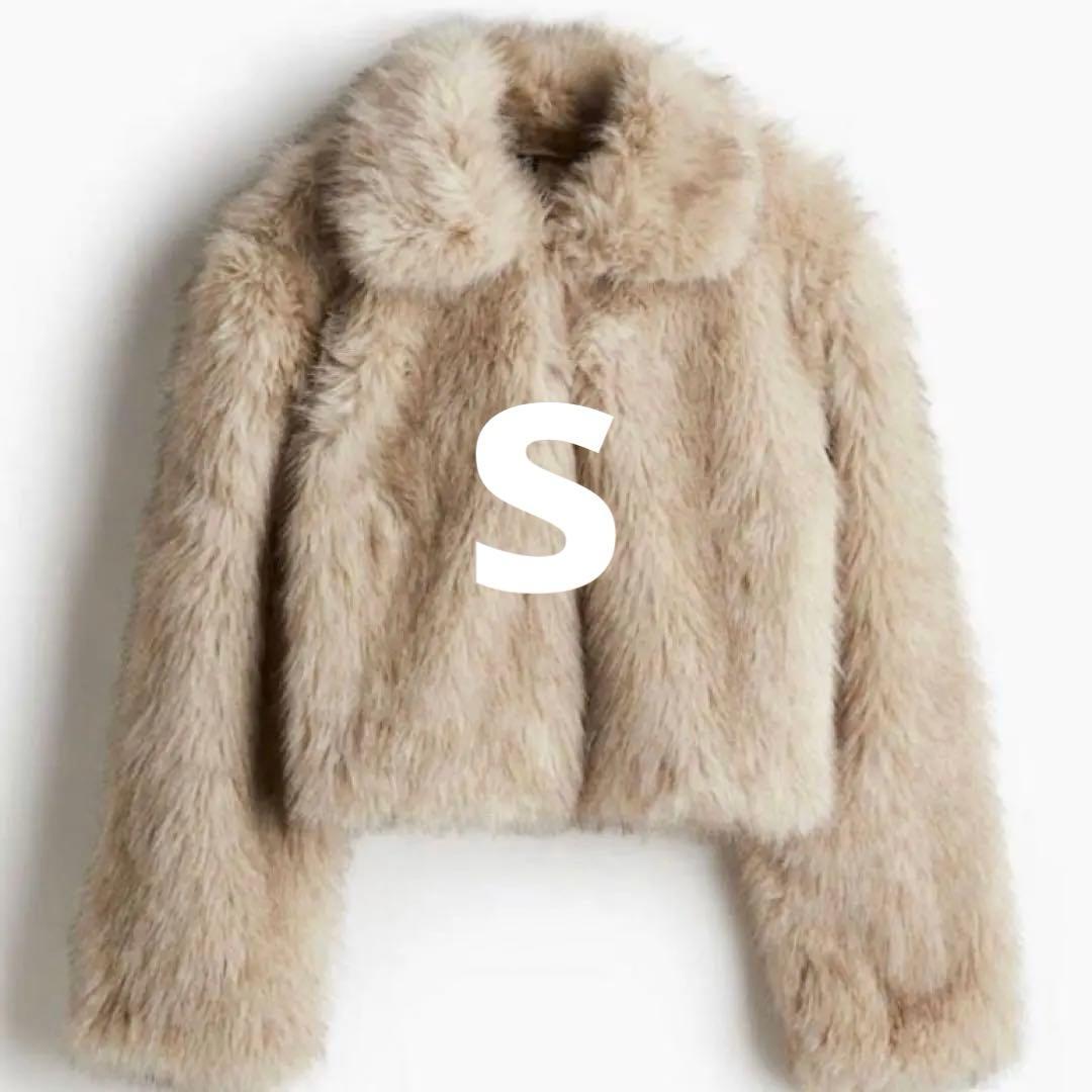  クロップドフラッフィジャケット ベージュ