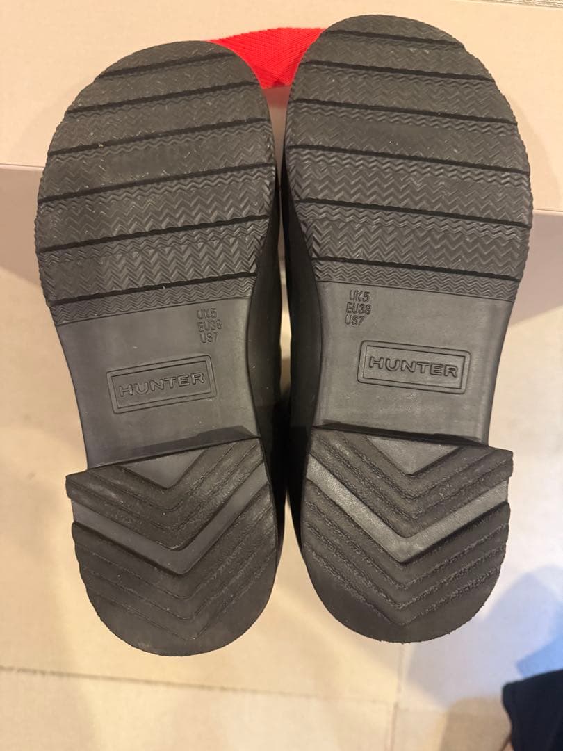 未使用級☆ ハンター HUNTER レインブーツ　長靴　ロング丈　黒　24cm