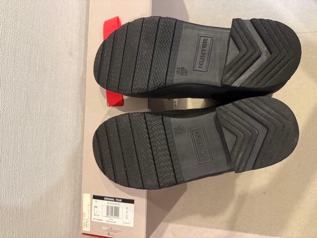 未使用級☆ ハンター HUNTER レインブーツ　長靴　ロング丈　黒　24cm