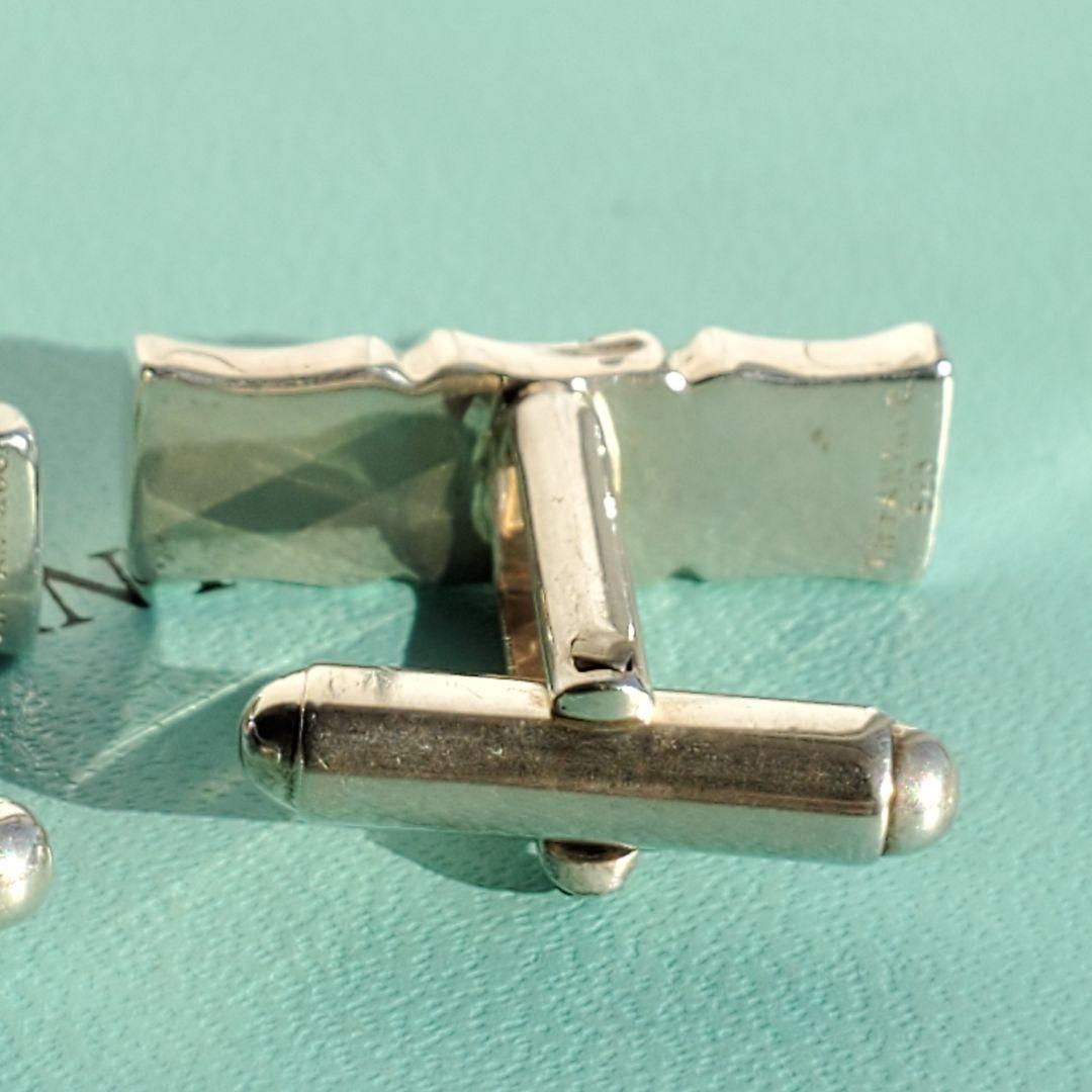 美品✨ティファニー カフス バンブー メンズ ビジネス スーツ シルバー