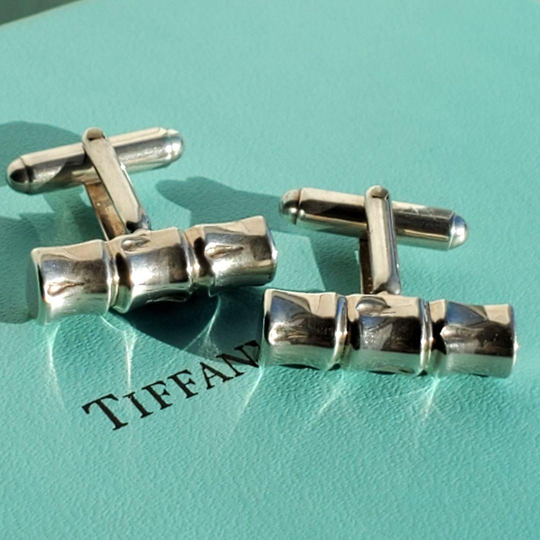 美品✨ティファニー カフス バンブー メンズ ビジネス スーツ シルバー