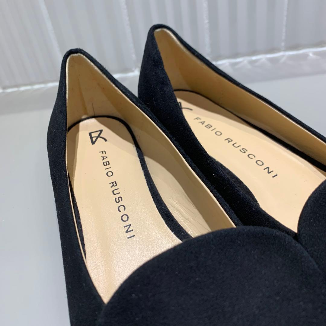 極美品✨FABIO RUSCONI ブラック フラットシューズ　36 1/2 黒
