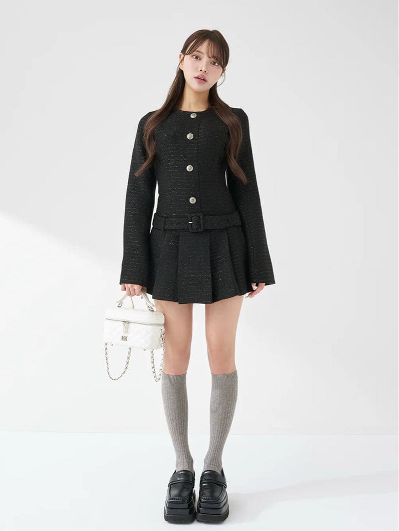 ★新品★Free-Lサイズ★Darich ボックスプリーツツイードミニワンピース