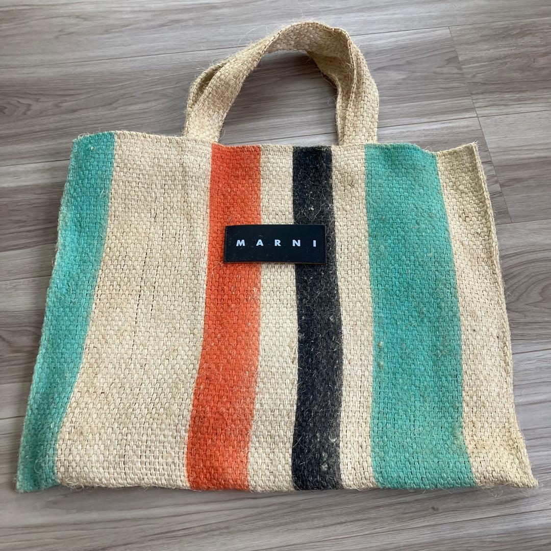 美品　MARNI✨フラワーカフェ カナパ トート　麻