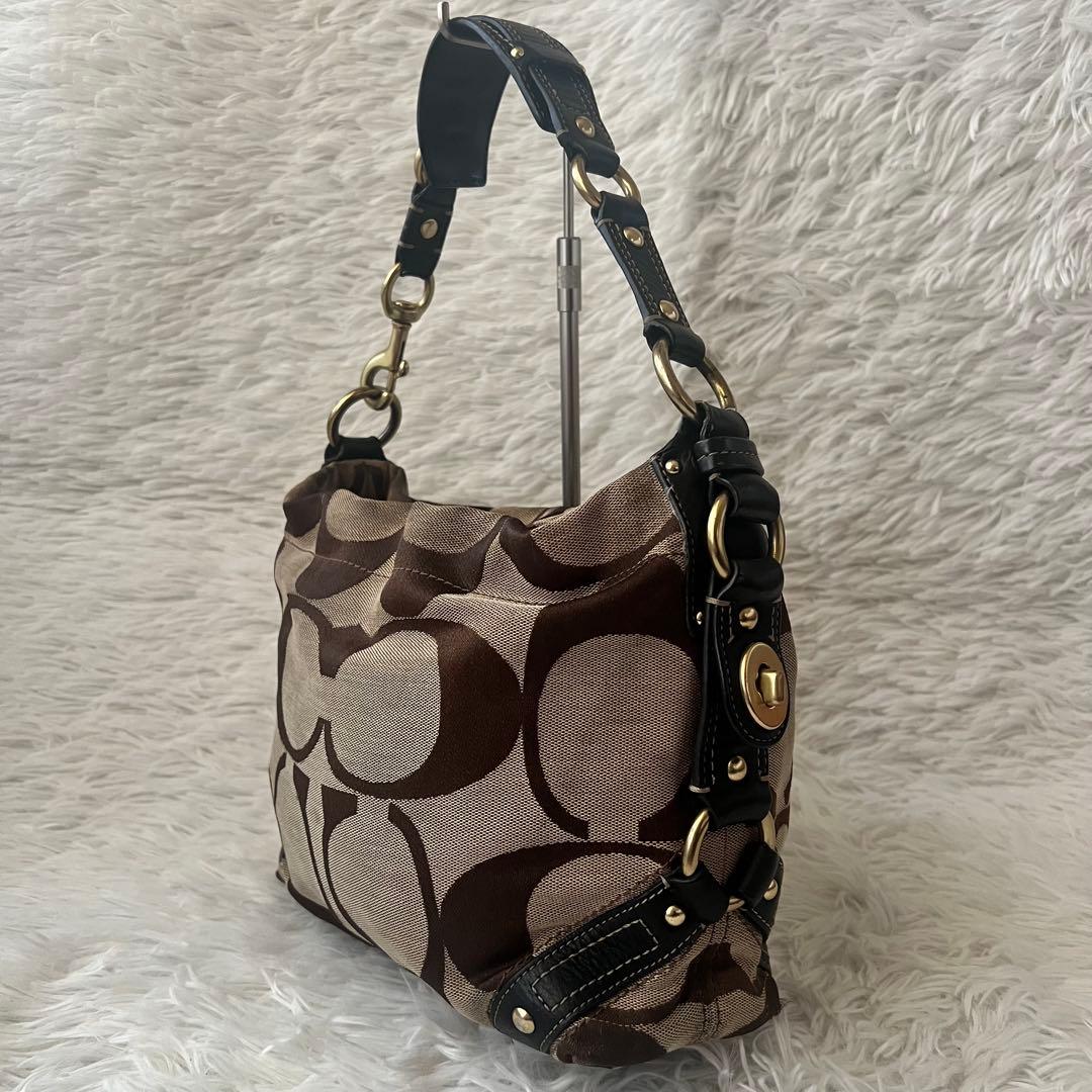 【超希少】COACH コーチ シグネチャー ターンロック ワンショルダーバッグ