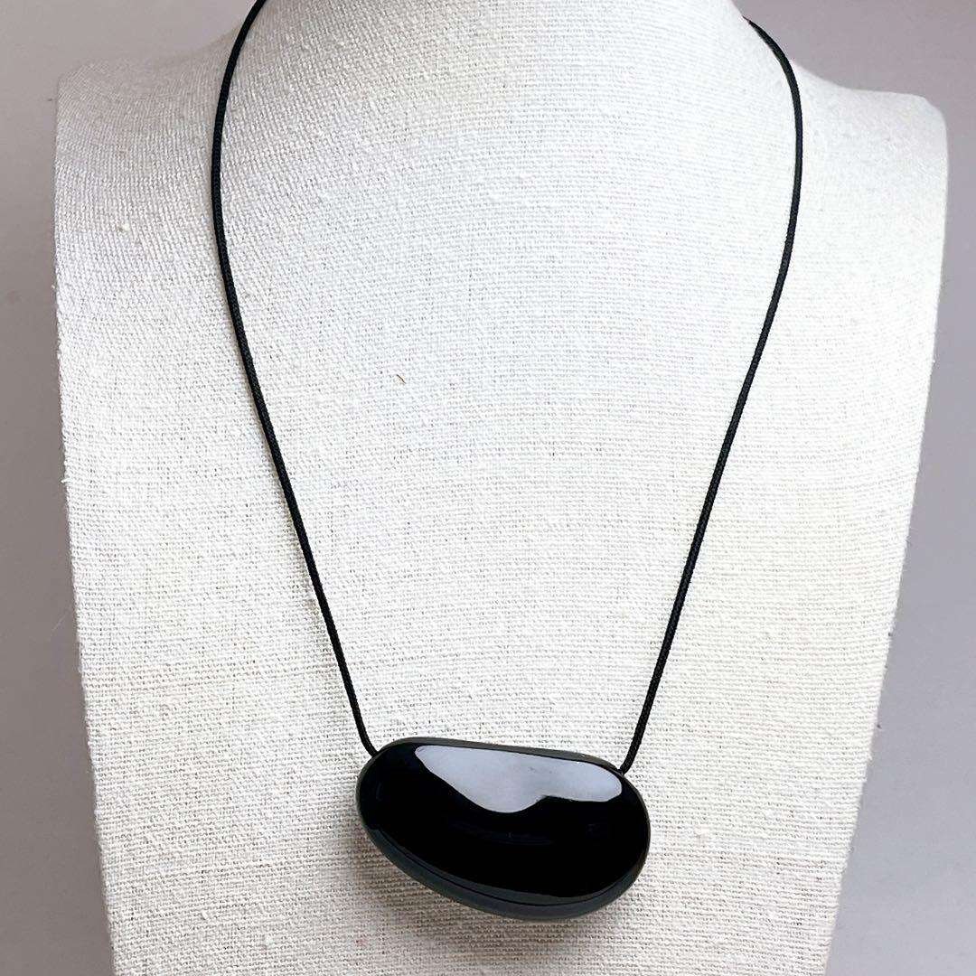 ティファニー ビーンズ ハードウッド ラッカー　シルクコード ネックレス　黒