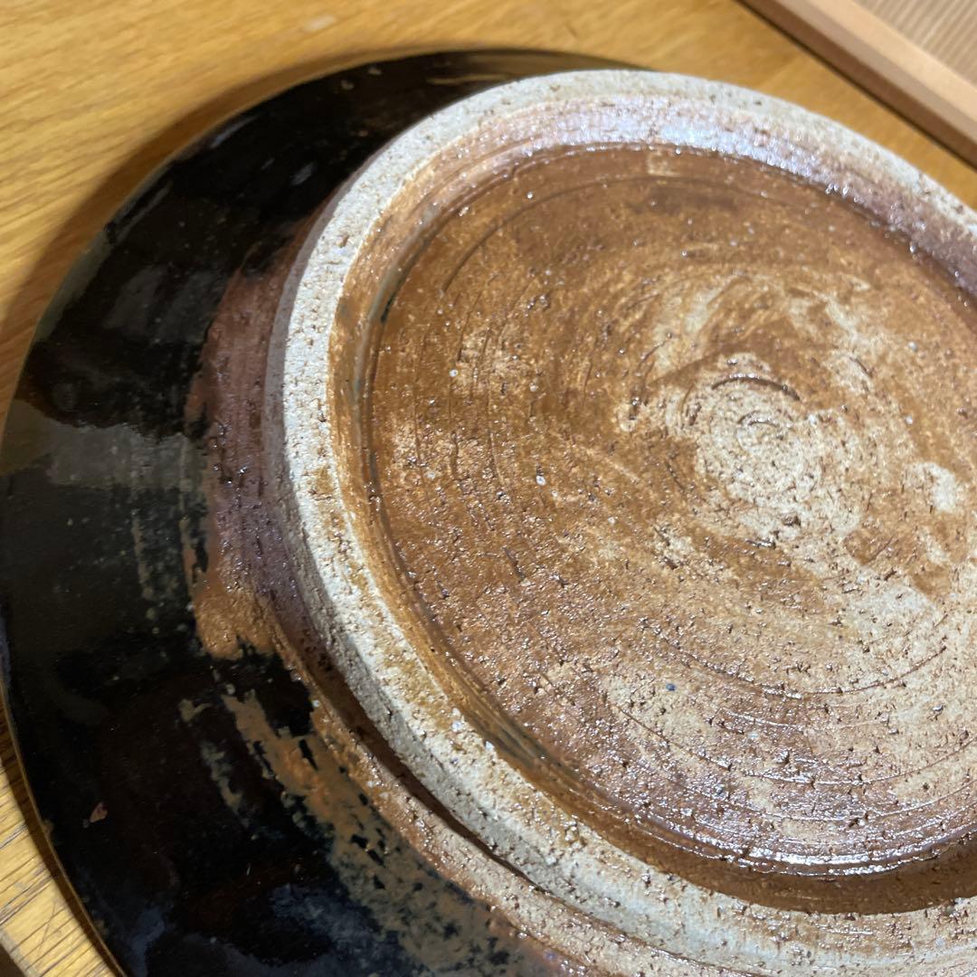 酒津堤窯　（武内晴二郎）　流掛尺皿　共箱