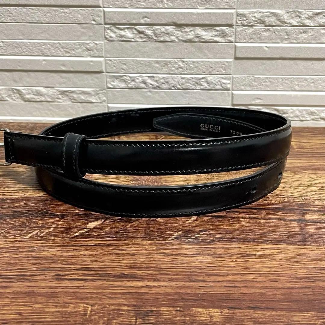 グッチ GG インターロッキング バックル ベルト レザー シルバー ブラック.