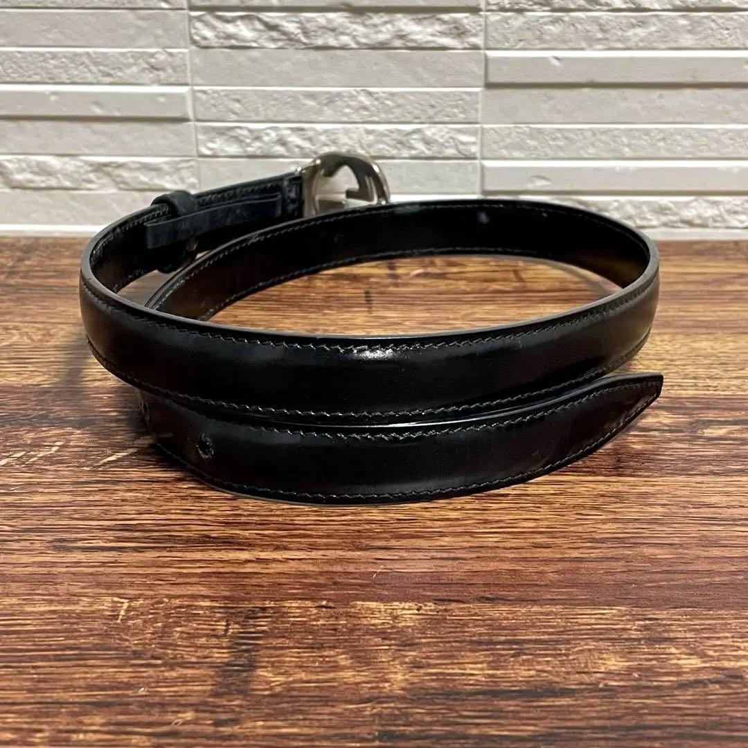 グッチ GG インターロッキング バックル ベルト レザー シルバー ブラック.