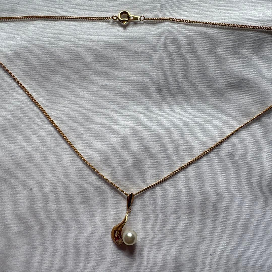 あこや本真珠ゴールドペンダント天然石付き