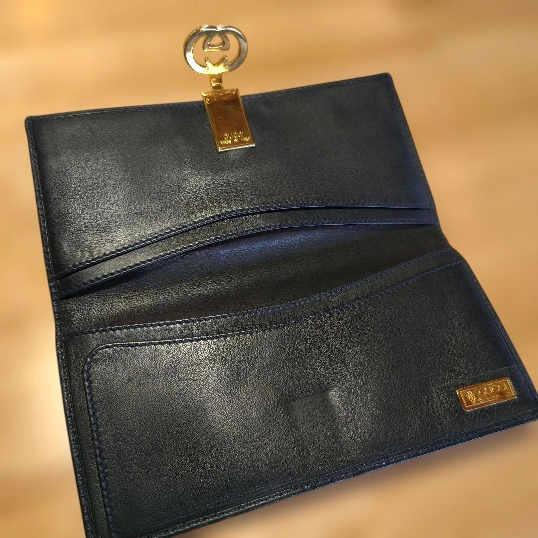 オールドGUCCI 二つ折り長財布 GクリップGG柄　イタリア製