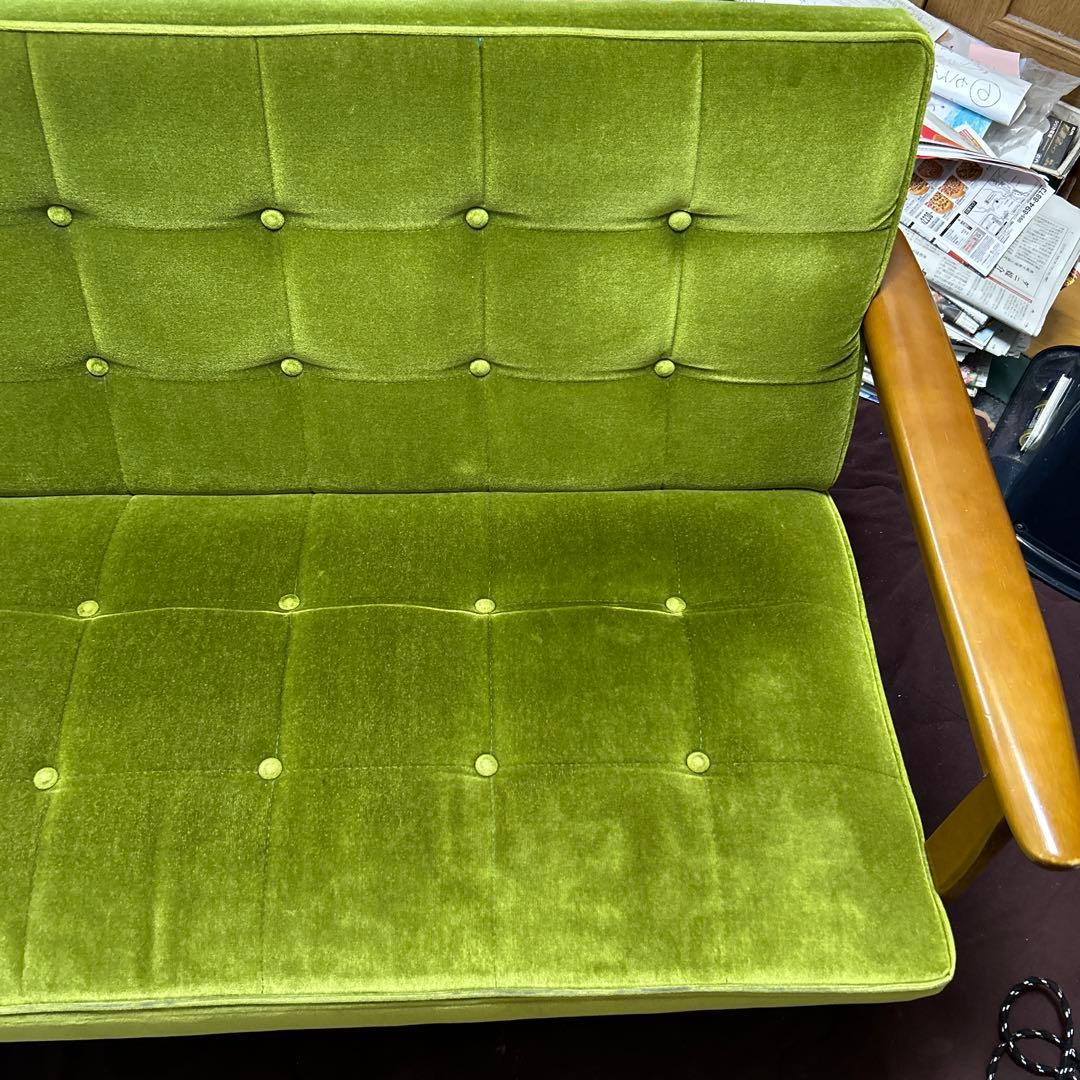 カリモク６０　Kチェア２シーターモケットグリーン