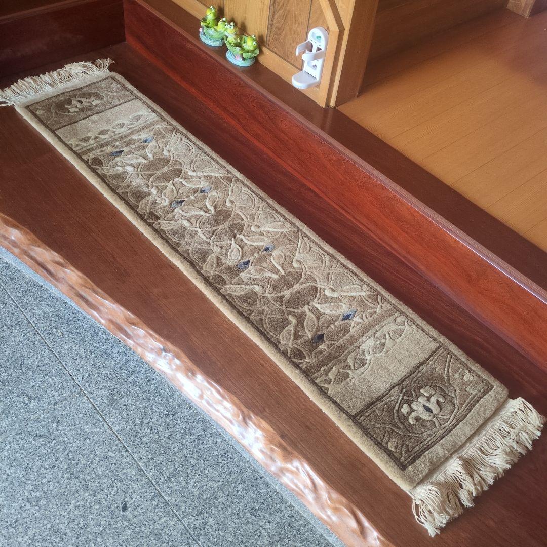 ◆ルパンヒデロウ◆ 天然色羊毛100% 中国段通 元宝緞通 90段