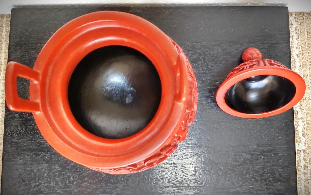 中国古玩　堆朱　ついしゅ　香炉