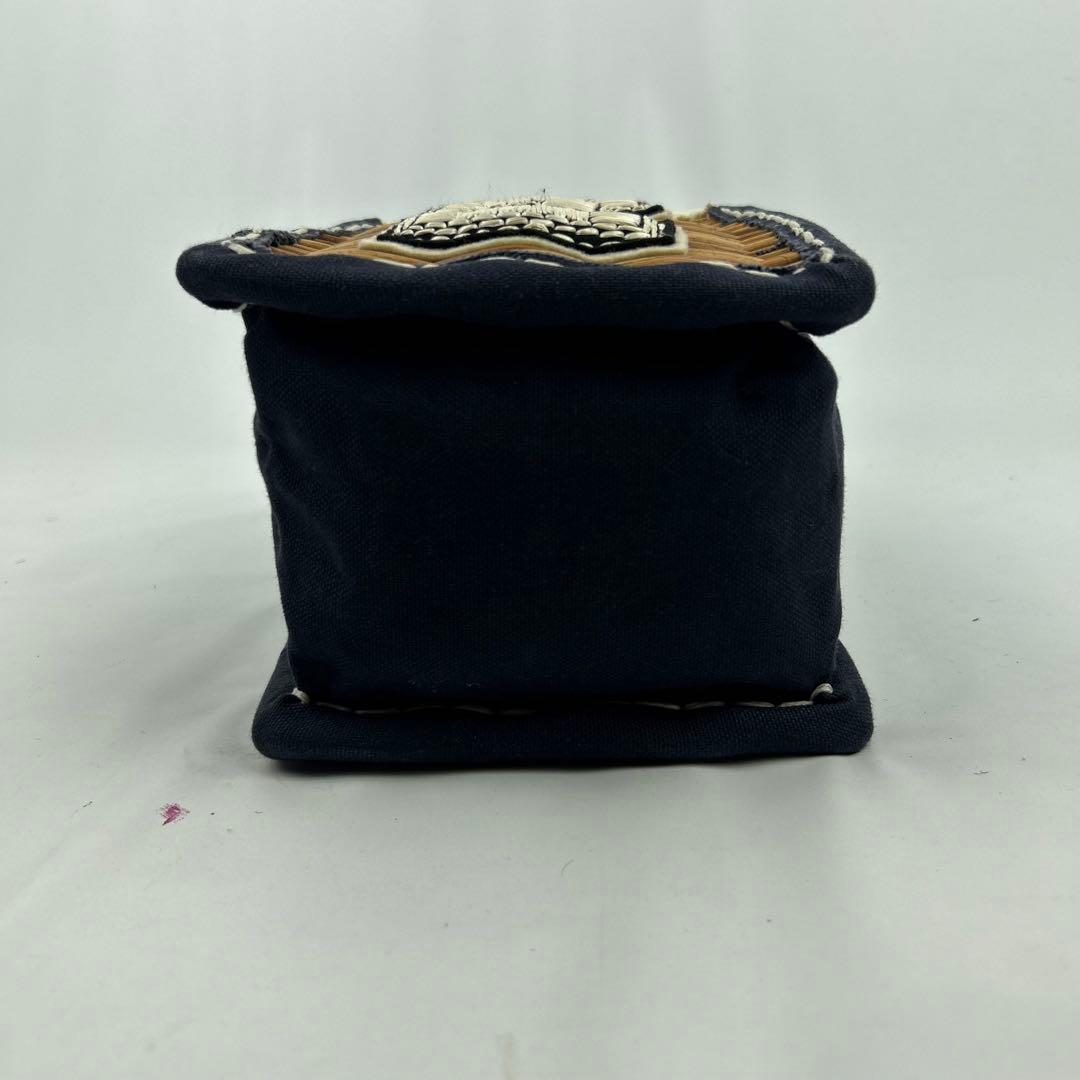 【美品】エバゴス　お買い物バッグ　サテンカゴバッグ　Eワッペン 刺繍　カゴバッグ