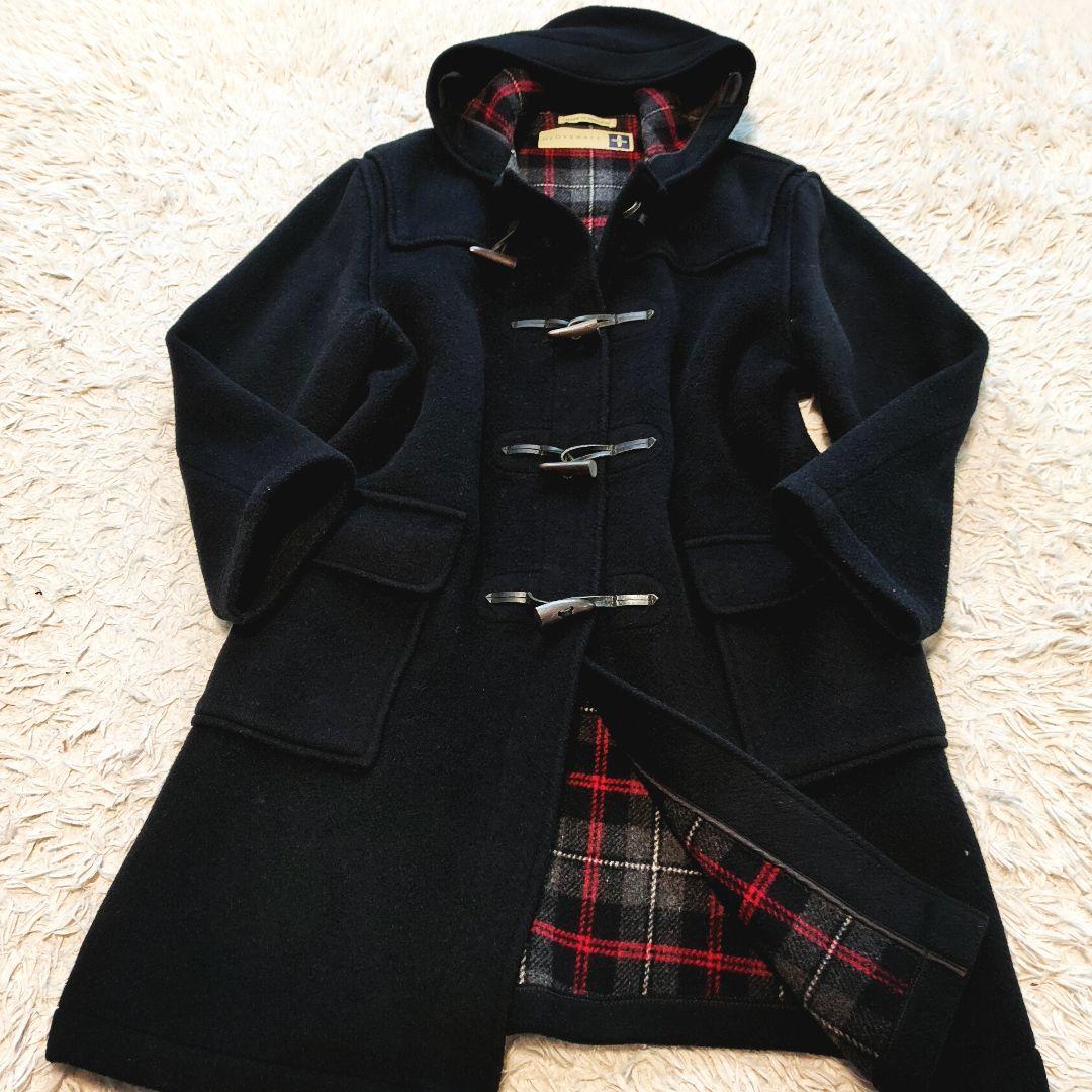 グローバーオール ダッフルコート ウール ブラック 英国製 ロング丈 肉厚 52