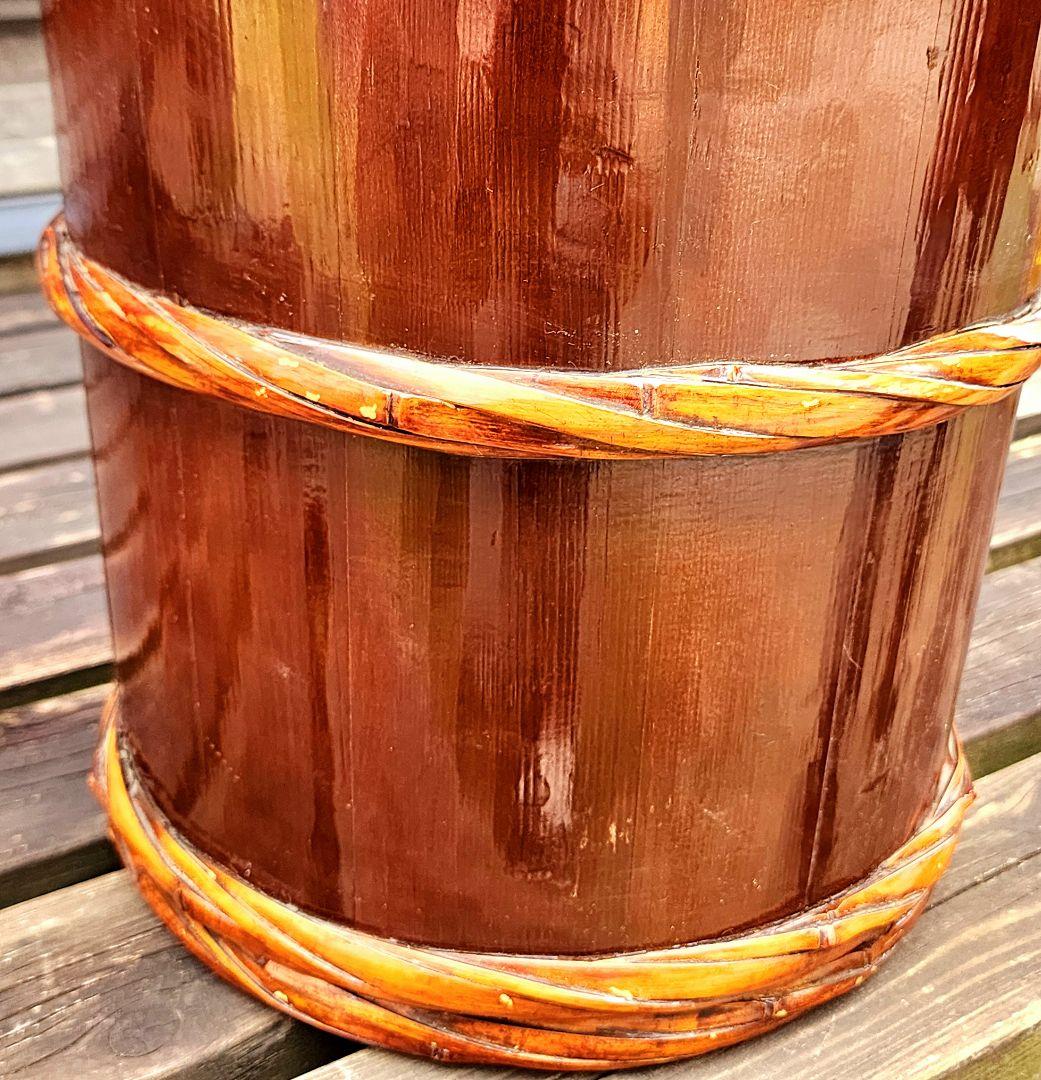 【昭和レトロ】古道具/天然木漆塗りの桶(特大)
