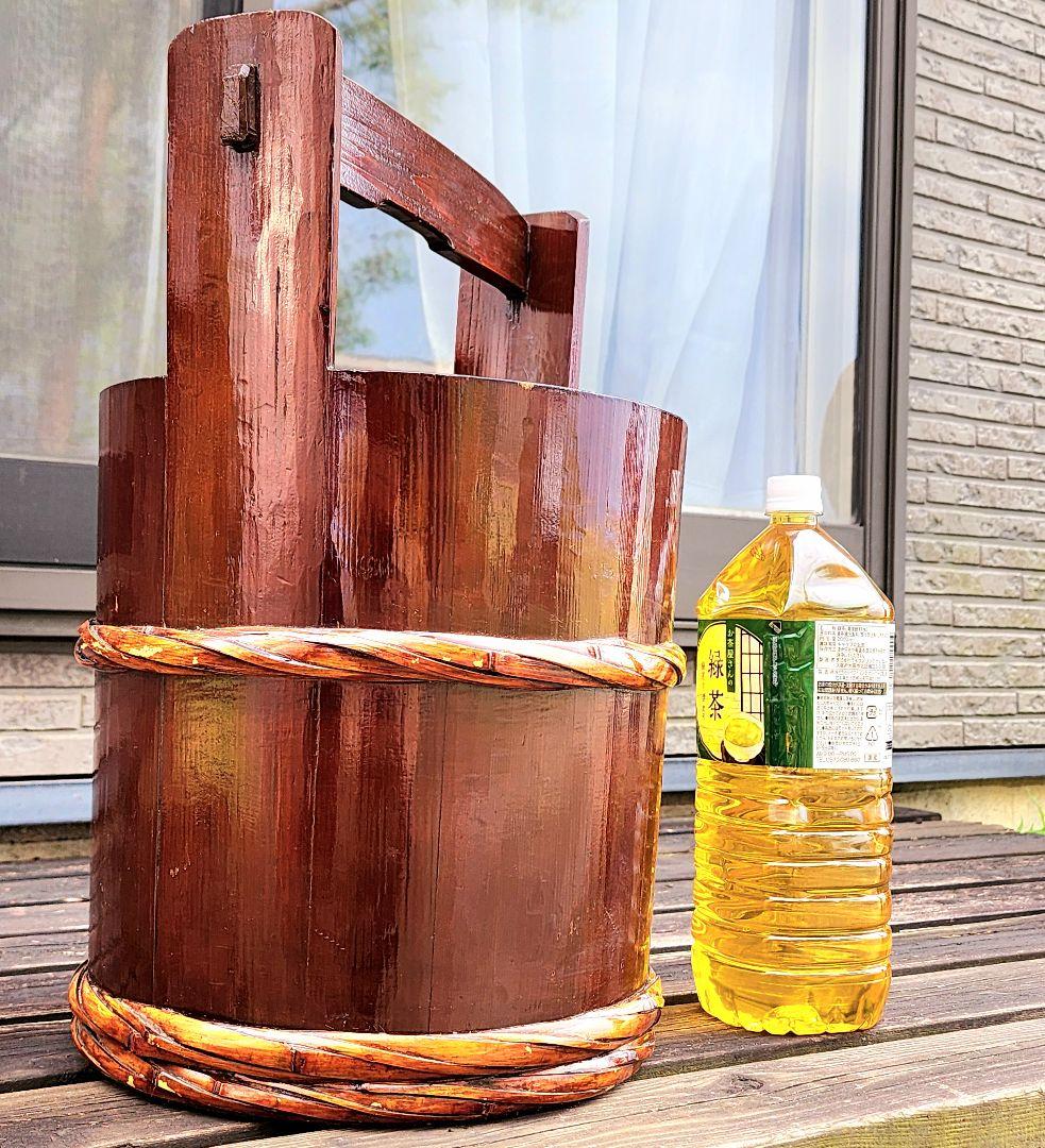 【昭和レトロ】古道具/天然木漆塗りの桶(特大)