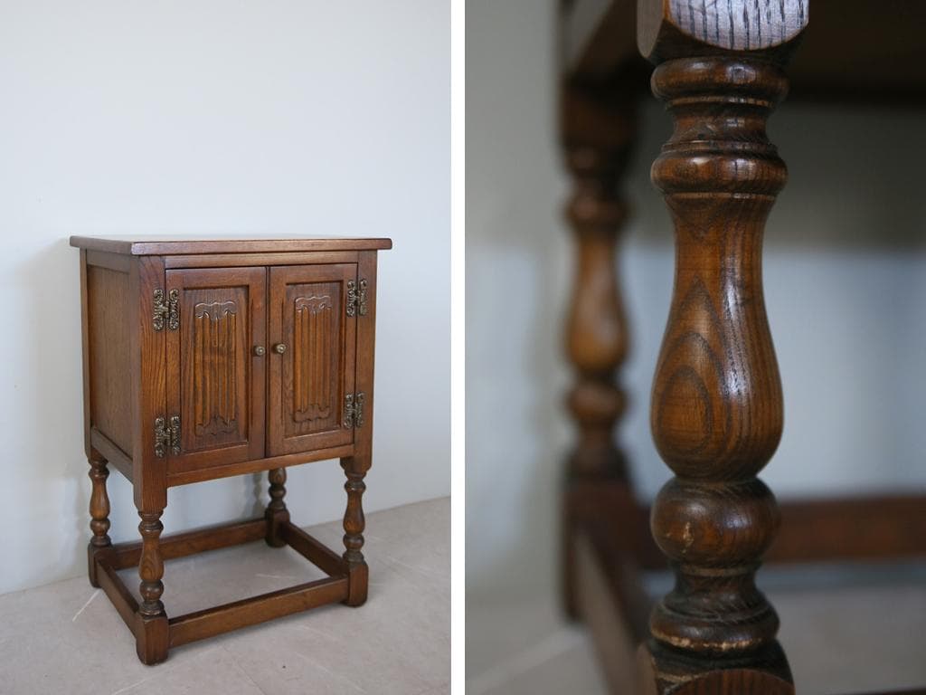 英国アンティーク木製カップボード/キャビネット/キッチン収納/飾り棚91-170