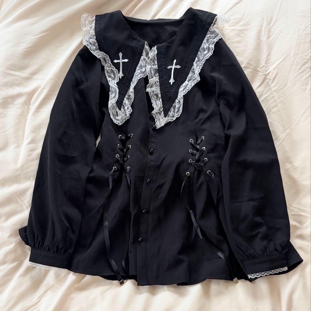 MARS スピンドル付きクロス刺繍セットアップ ブラック