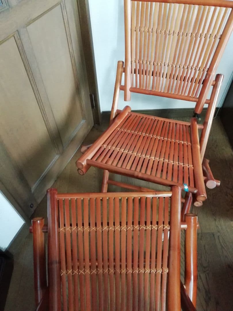 【サリー】バンブーとラタンの折りたたみテーブル＆イス