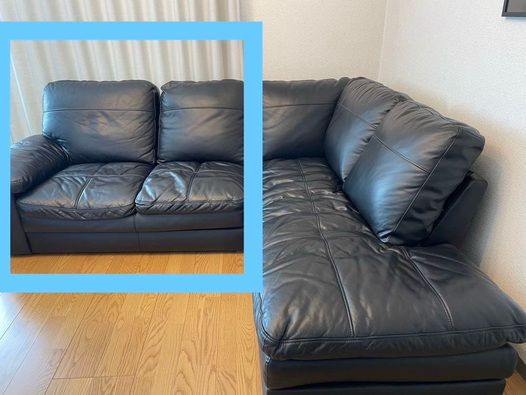 ①ニトリ コーナーソファ ブラック(Sステイツ BK-L)