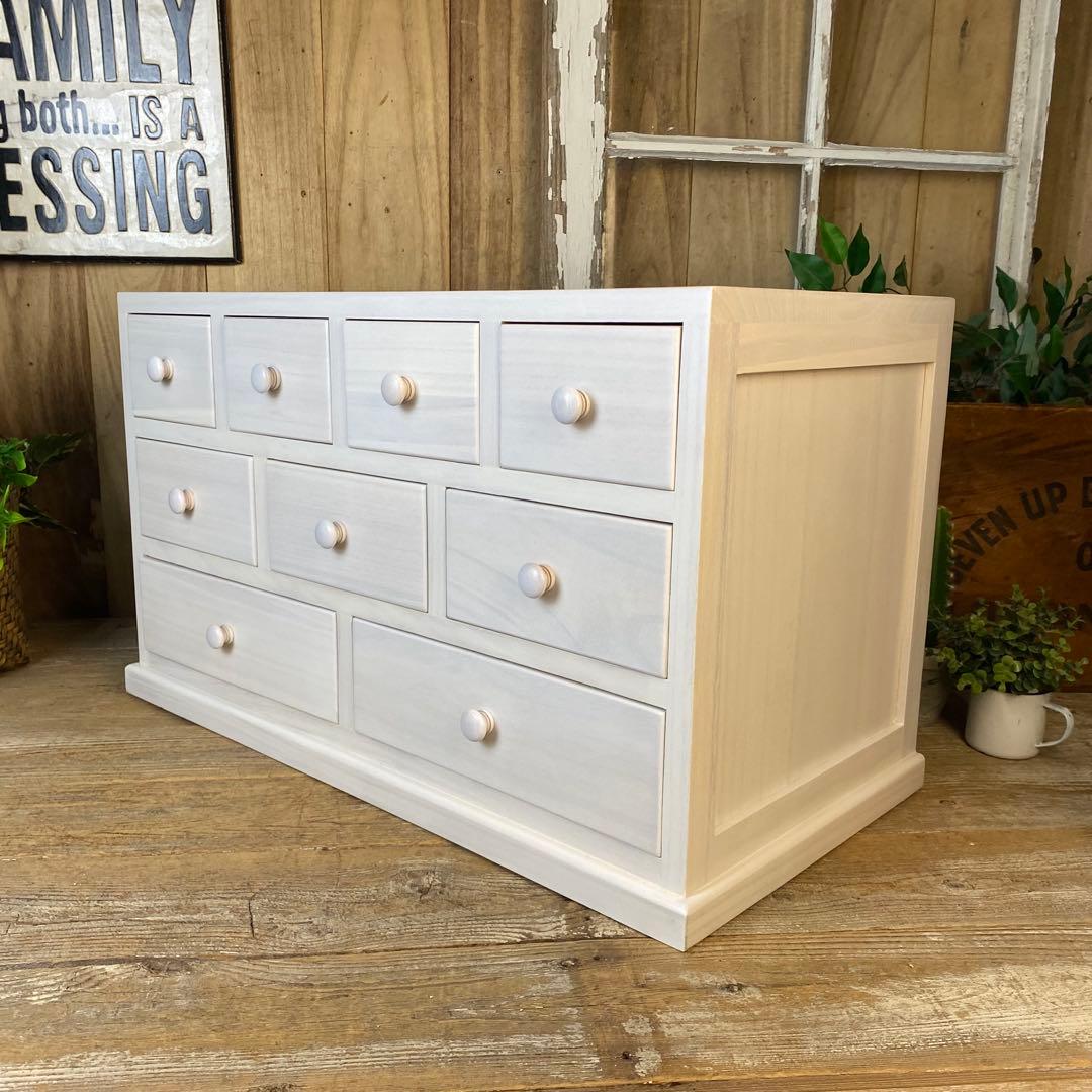 大幅値下げセール中！木製多引き出し桐チェストタンスホワイト二点セット収納家具