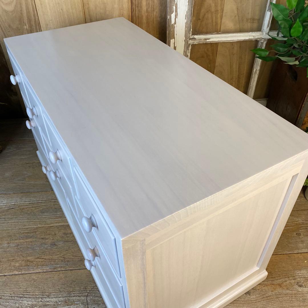 大幅値下げセール中！木製多引き出し桐チェストタンスホワイト二点セット収納家具