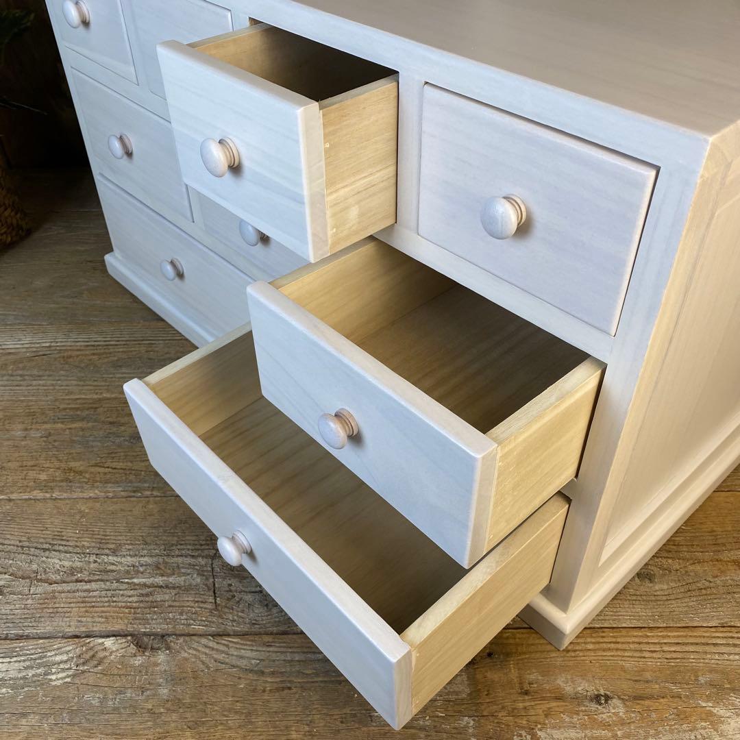 大幅値下げセール中！木製多引き出し桐チェストタンスホワイト二点セット収納家具