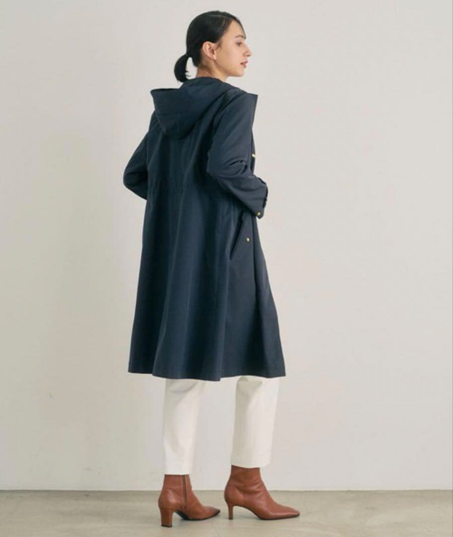 美品 ANAYI 38 ブライトツイルライナー付モッズコート/ネイビー