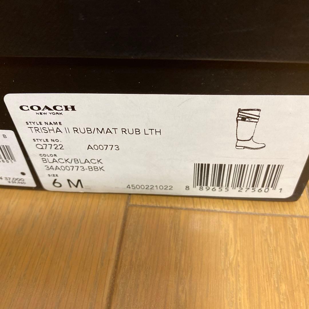 コーチ　レインシューズ　ブラック　サイズ6 23センチ　新品