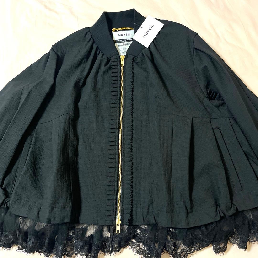 タグ付新品！大人気完売！MUVEIL ピンキングフリルブルゾンブラック 38