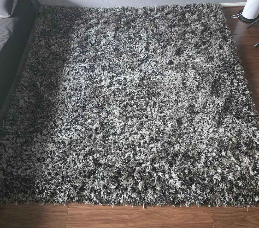 高級 最高ランク高密度 スーパーボリュームシャギーラグ 190×190 ブラック