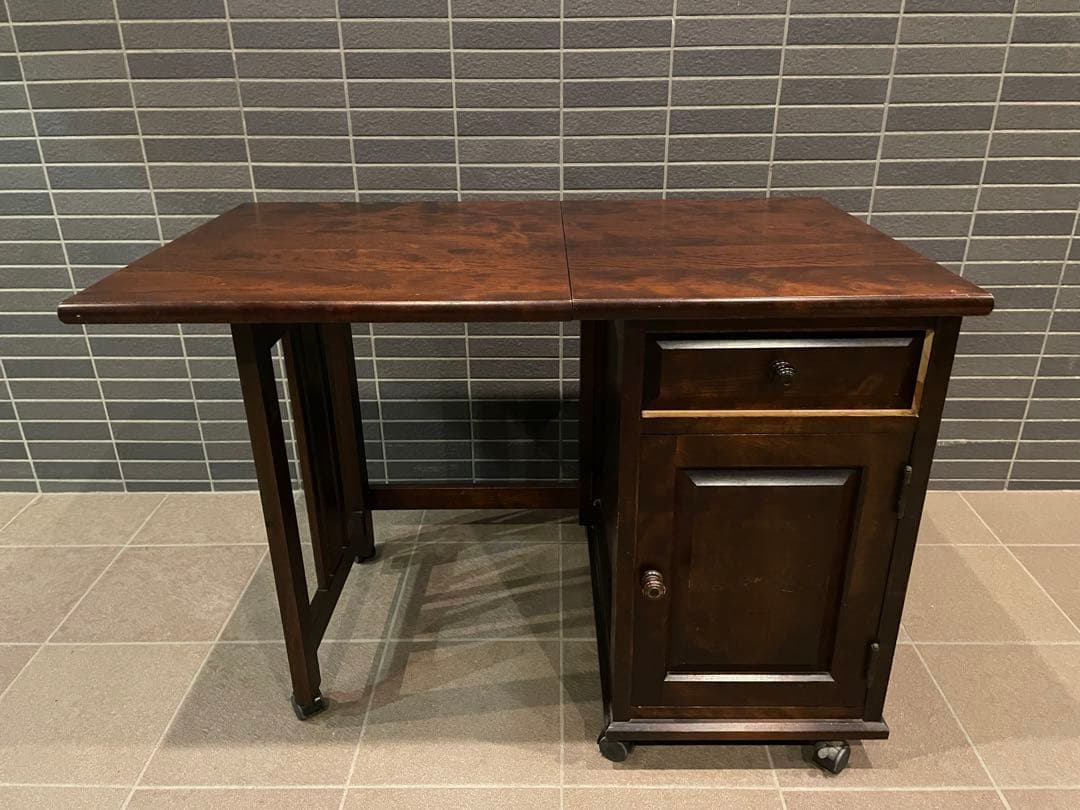 mos　希少モデル　北海道民芸家具　折り畳み天板が魅力の片袖机