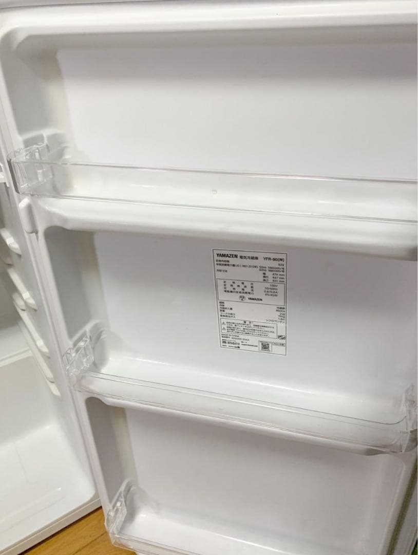 山善　冷蔵庫 92L 右開き YFR-90(W) 1ドア 小型 製氷スペース付き