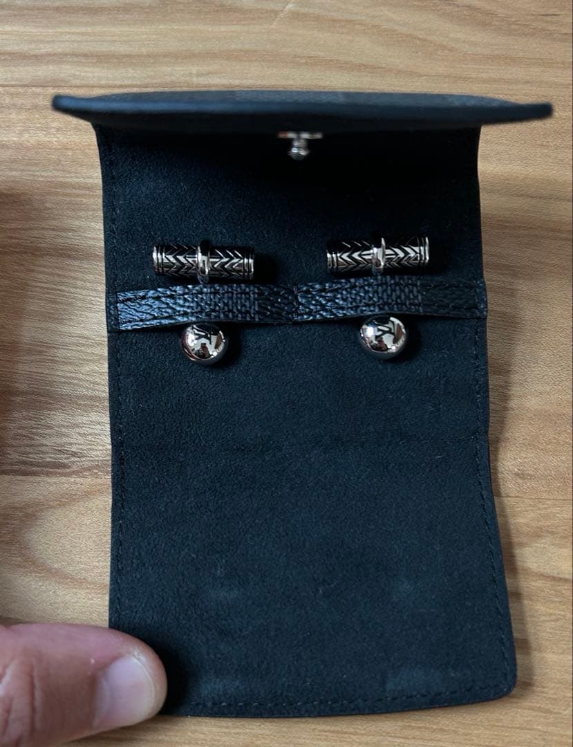 ルイヴィトン カフス ボタンLV メタル ダミエ　ヴィンテージ