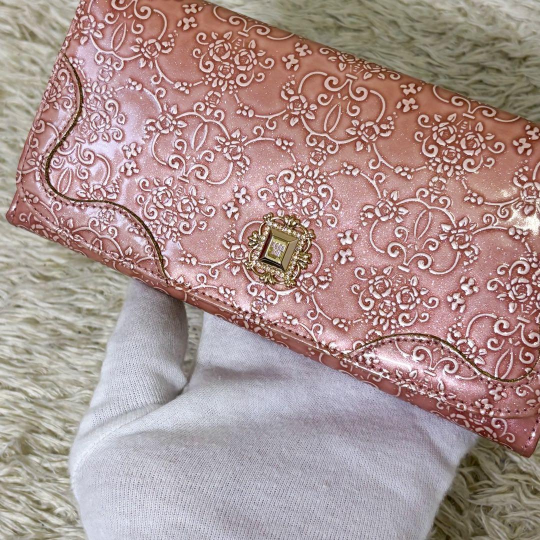 【新品同様】アナスイ ルーミー 長財布 がま口 エナメル ピンク レディース