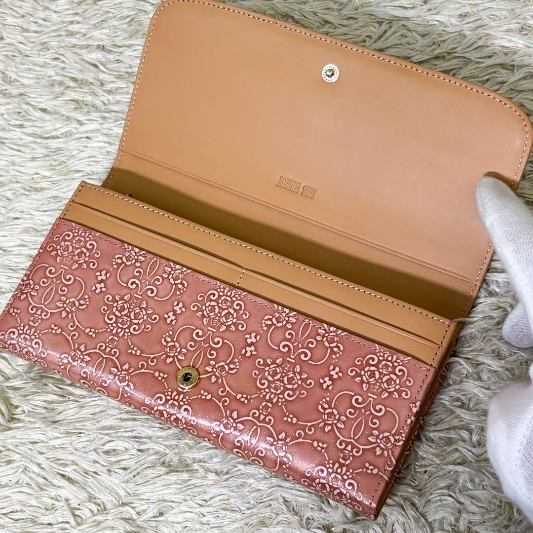 【新品同様】アナスイ ルーミー 長財布 がま口 エナメル ピンク レディース