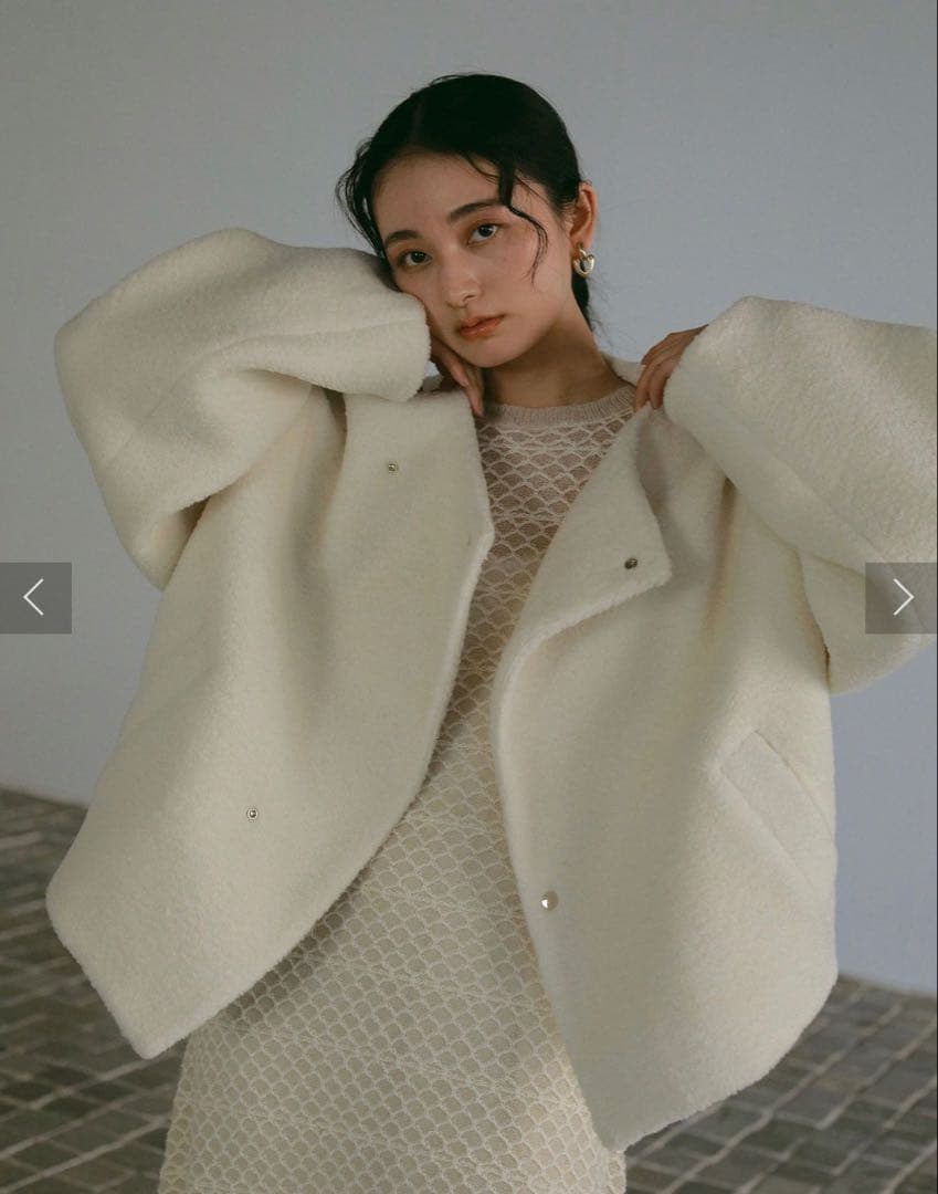 ラグナムーン ボアブルゾン M アイボリー