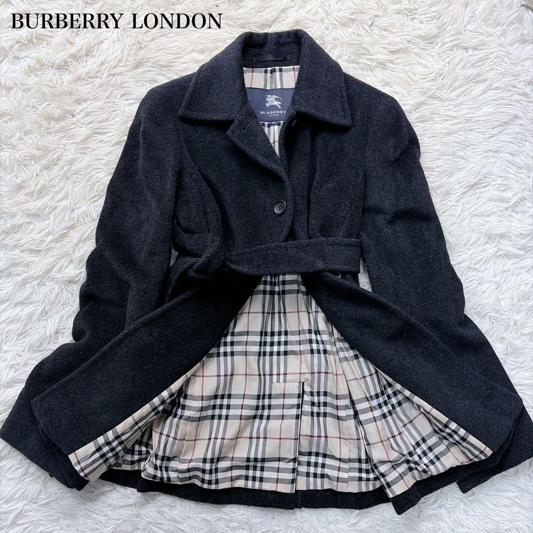 【希少】バーバリー ロンドン アンゴラ コート ノバチェック グレー 38