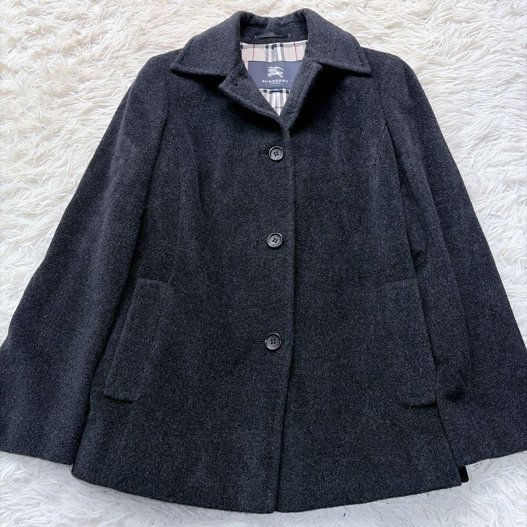 【希少】バーバリー ロンドン アンゴラ コート ノバチェック グレー 38