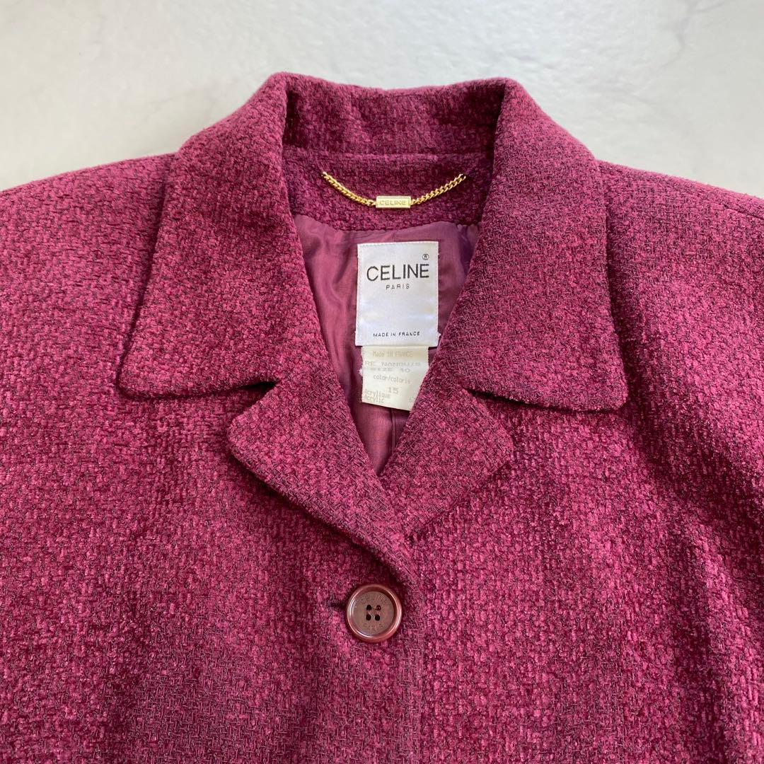 美品★CELINEセリーヌ ヴィンテージ ロゴボタン ジャケット ボルドー 40
