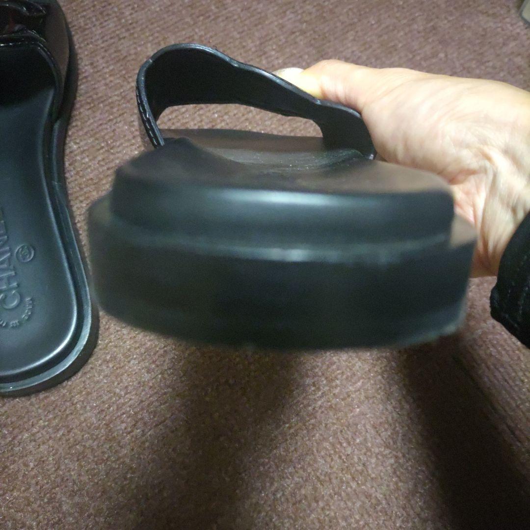 CHANEL ブラック ロゴ サンダル 37C