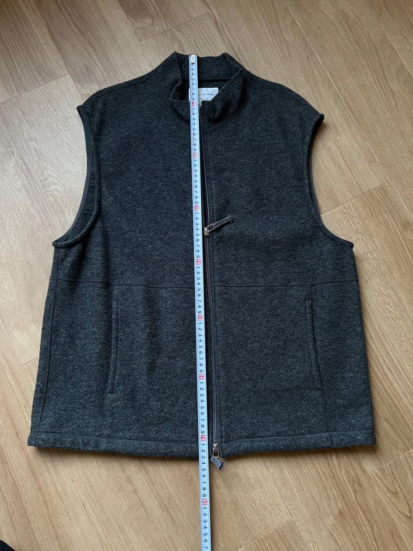 STILL BY HAND ウールパイルフリースベスト　チャコール　48