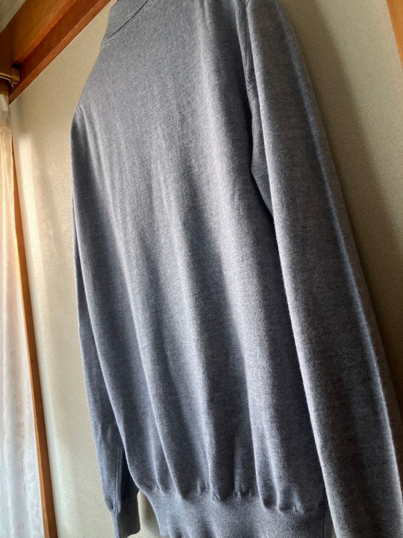 Cruciani ウール 27G ニットポロ 製品染め 長袖 杢グレー 52